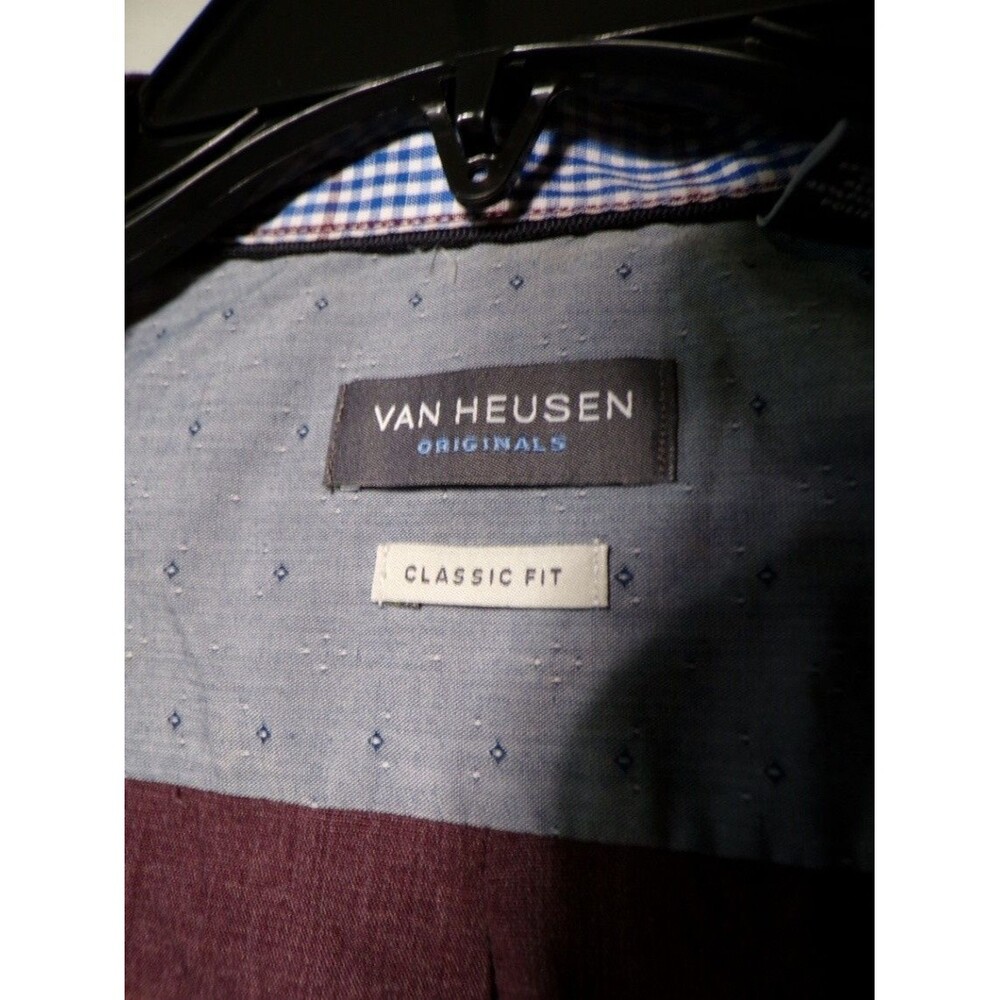 Van Heusen Originals Dress Shirt Men's 2XL Burgundy Classic Fit Long Sleeve - Picture 3 of 5